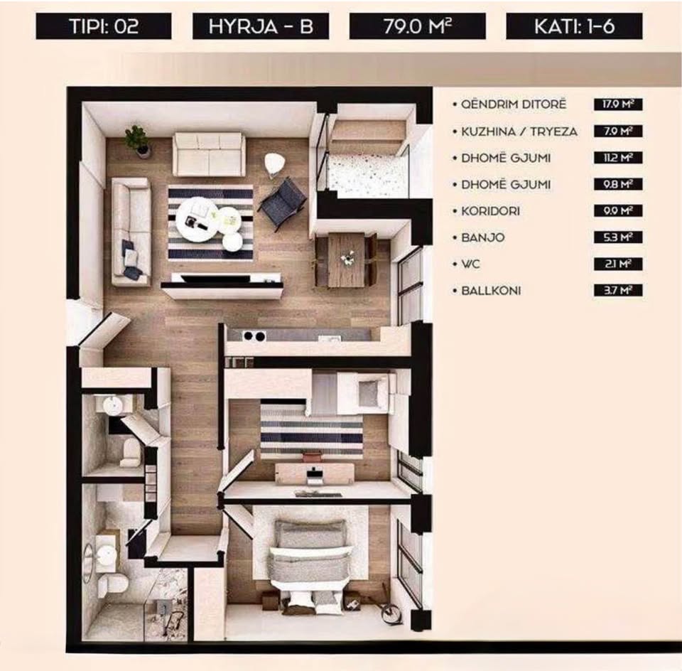Banesë 79 m² - Prishtinë — 1